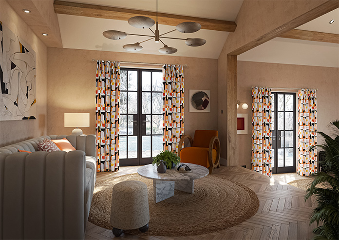 Archways, Orange - Made to Measure Curtains - Image 8